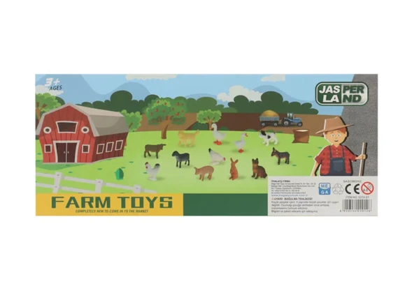 PARAPLY 12 Parça Çiftlik Hayvanları Seti Kız Erkek Çocuk Oyuncak Eğitici Oyuncaklar - Resim 3