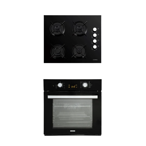 LUXELL 2'Lİ OPALL SİYAH CAM ANKASTRE SET (OCAK-FIRIN)