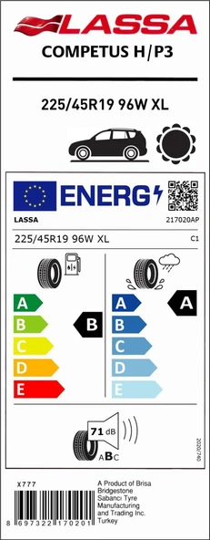 225/45R19 96W XL COMPUTES H/P/3 LASSA - 4