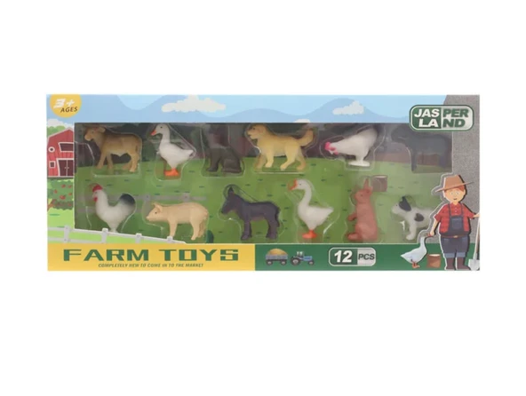 PARAPLY 12 Parça Çiftlik Hayvanları Seti Kız Erkek Çocuk Oyuncak Eğitici Oyuncaklar ürün görseli