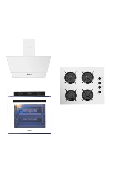Luxell 88 Lt Plus Beyaz Cam Ankastre Set