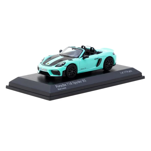 PARAPLY Tarmac Works x Minichamps 1/64 Porsche 718 Spyder RS Mint Green Kız Erkek Çocuk Oyuncak Eğitici Oyun - 1