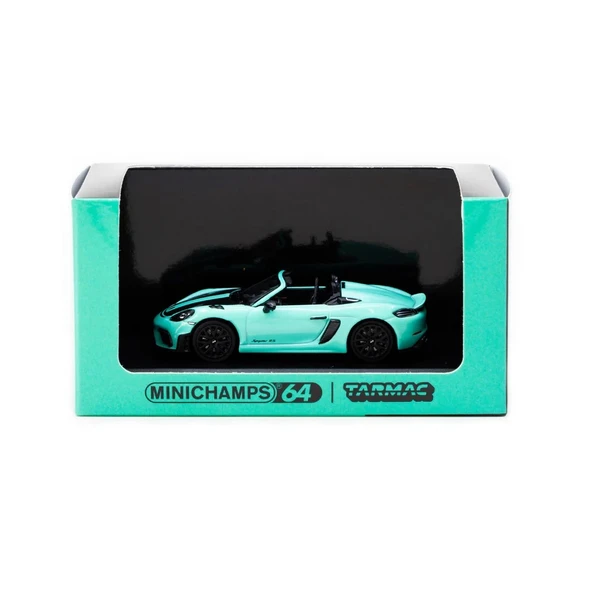 PARAPLY Tarmac Works x Minichamps 1/64 Porsche 718 Spyder RS Mint Green Kız Erkek Çocuk Oyuncak Eğitici Oyun - 3