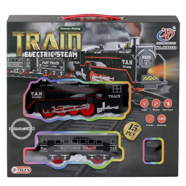 PARAPLY Dumanlı Sesli Işıklı Tren 15 Parça Kız Erkek Çocuk Oyuncak Eğitici Oyuncaklar