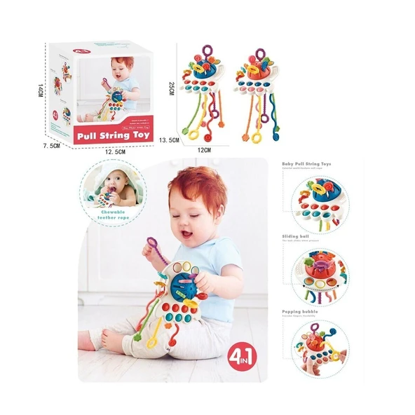 PARAPLY BIB68859-Vardem Duyusal Montessori Oyuncaklar Toplu-Çekme İpli Kız Erkek Çocuk Oyuncak Eğitici Oyunc - 1