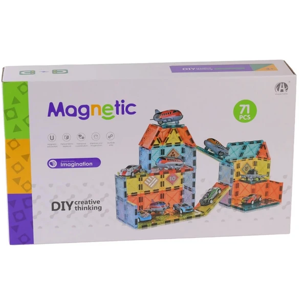 PARAPLY Magnetic Tiles 71 Parça Kız Erkek Çocuk Oyuncak Eğitici Oyuncaklar ürün görseli