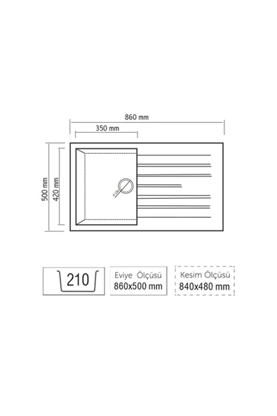 Luxell Rio Siyah Tek Gözlü Damlalıklı Granit Eviye (Lx-860) - 2