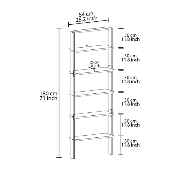 Hero 5 Raflı Modern Kitaplık - 180 cm - 5