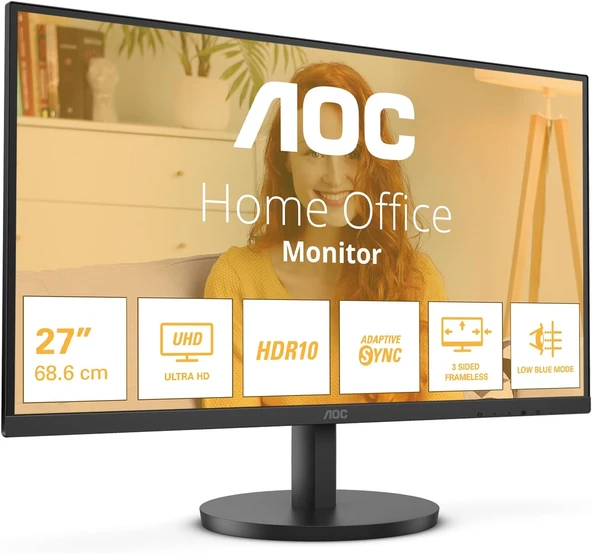 AOC 27" U27B3M 60HZ 4MS HDMI DP UHD VA Monitör - Resim 2