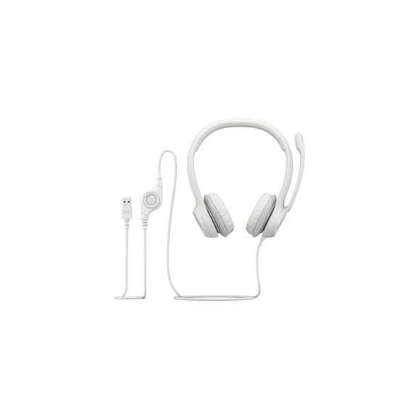 H390 USB Gürültü Önleyici Mikrofonlu Beyaz Kulaklık -981-001286 - 4