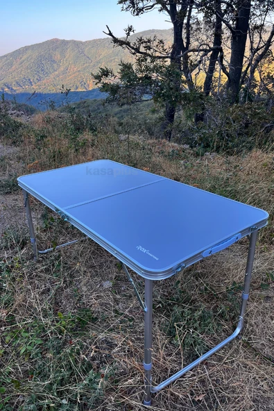 153CAMP0311 Rox Camping Katlanır Açık Gri Kamp Masası 120 cm Kademeli Ayaklı, Dayanıklı ve Portatif - Resim 2