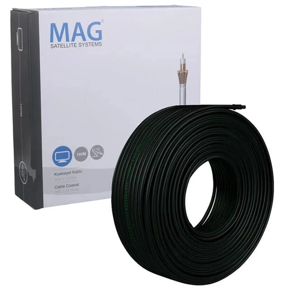 Mag Rg6/U6 Bakır Cu/Cu 80 Tel Siyah Anten Kablosu (100 Metre) - Resim 4