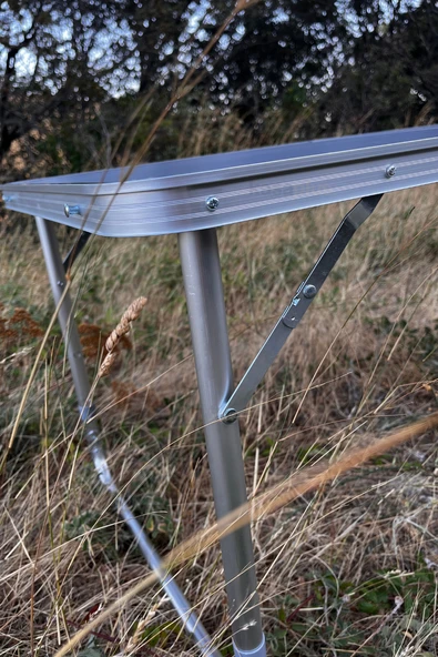 153CAMP0311 Rox Camping Katlanır Açık Gri Kamp Masası 120 cm Kademeli Ayaklı, Dayanıklı ve Portatif - Resim 3