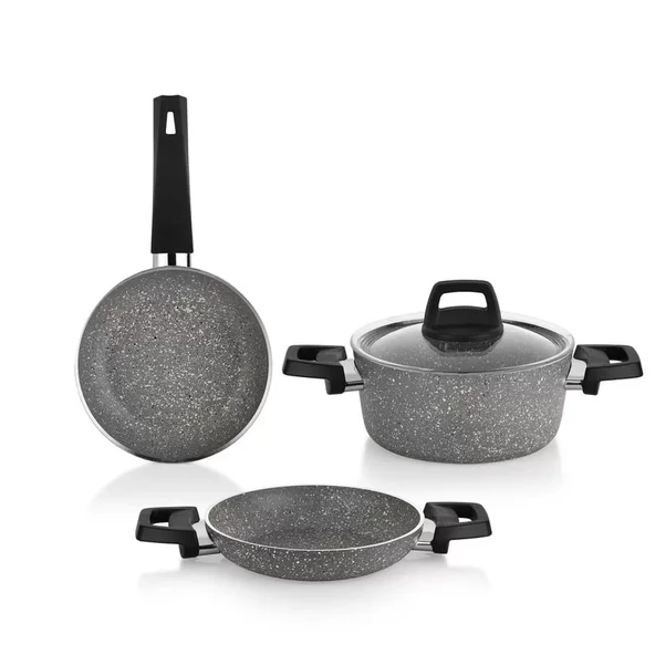 Schafer Eternal 3 lü Set 18 Cm Tencere 18 Cm Sahan 18Cm Tava Gri