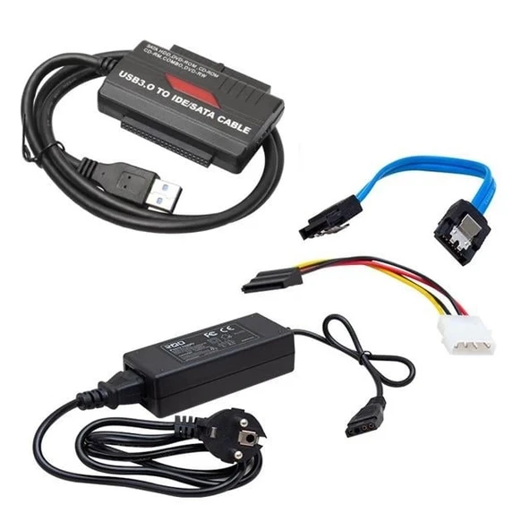 PowerMaster RXD-338U3 USB 3.0 IDE-SATA Dönüştürücü Çevirici Adaptör Seti (Adaptör + Güç Kaynağı + Bağlantı Kabloları) - 1