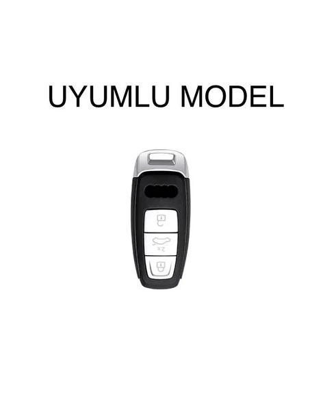Audi A6 A7 A8 E-tron Q8 Q5 C8 A3 D5 Sustasız Anahtar Kılıfı Siyah/gümüş 2.Resime Bakınız - Resim 2