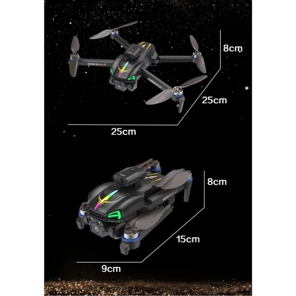 Ozmik GD83 4K Sabit Kameralı RGB LED Drone  150 Metre Menzil Brushless Motor Ultra Stabil Uçuş - Resim 7