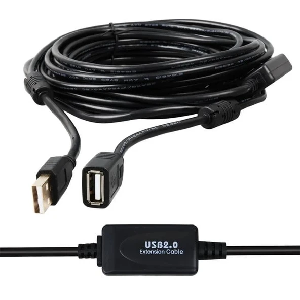 Powermaster PM-11955 Usb 2.0 Siyah Chipset 10 Metre Usb Uzatma Kablosu