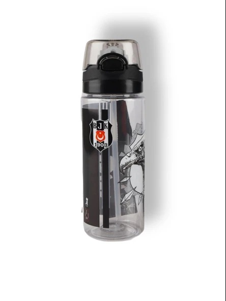 Beşiktaş Taraftar Şeffaf Kartal Figürlü 500 Ml Pipetli Suluk Matara - 2