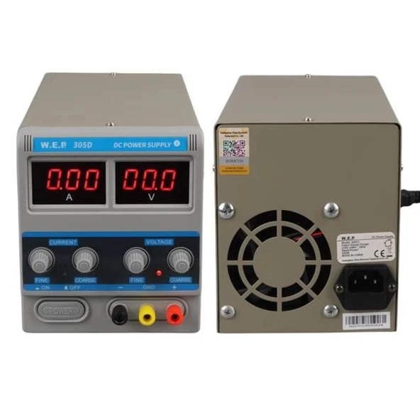 WEP 305D Ayarlanabilir Güç Kaynağı Laboratuvar Tipi DC0-30 Voltaj 0-5 Amper Adaptör - 2