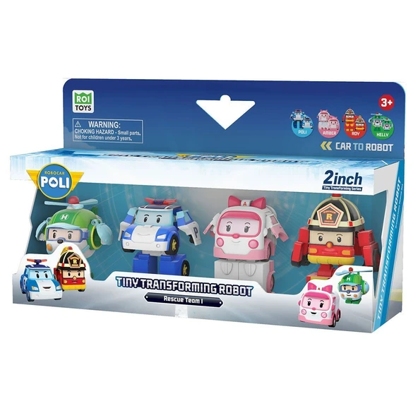 ZeycanHome POLI MRT-674 Robocar Poli Mini Transforming Kasabanın Kurtarma Araçları 4lü Set Kız Erkek Çocuk Oyun ürün görseli 1