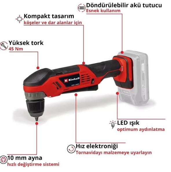 Einhell TE AD 18 Li Solo Dik Açılı Vidalama - 2