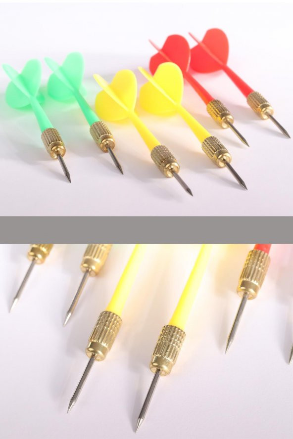 Delta Dart Oku (6’lı Set) - Çelik Uç + Pirinç Başlık - Renkli Dart Oku Seti - 3
