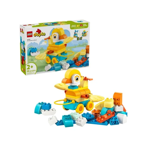 ZeycanHome 10448 Lego Duplo 3'ü1 Arada Tekerlekli Hayvanlar 58 parça +2 yaş Kız Erkek Çocuk Oyuncak Eğitici Oyu ürün görseli 1