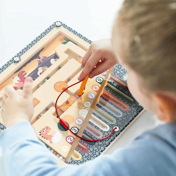 ZeycanHome Tahta Manyetik Dinazor Yumurtası Labirenti Kız Erkek Çocuk Oyuncak Eğitici Oyuncaklar - 2