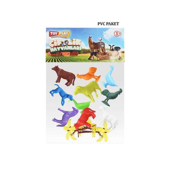 ZeycanHome 676 Toy Play 12 Parça Renkli Mini Çiftlik Hayvanları Figür Seti 4-6cm Kız Erkek Çocuk Oyuncak Eğitic - Resim 3