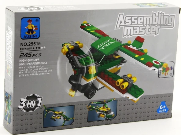 ZeycanHome Ausini Askeri Set 3İn1 245 Parça Kız Erkek Çocuk Oyuncak Eğitici Oyuncaklar - Resim 3