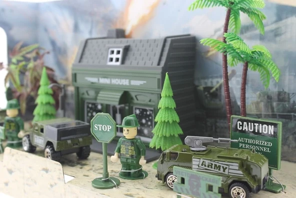 ZeycanHome Aksesuarlı Metal Asker Seti Kız Erkek Çocuk Oyuncak Eğitici Oyuncaklar - Resim 3