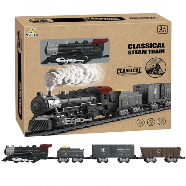 ZeycanHome Classic Steam Pilli Tren Seti 29 Parça 1613C Kız Erkek Çocuk Oyuncak Eğitici Oyuncaklar ürün görseli 1
