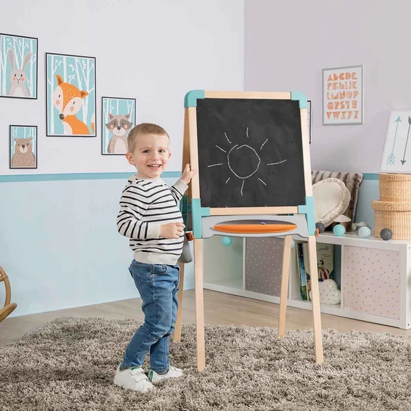 ZeycanHome Smoby Çift Taraflı Manyetik Ahşap Yazı Tahtası 7600410401 Kız Erkek Çocuk Oyuncak Eğitici Oyuncaklar - Resim 2