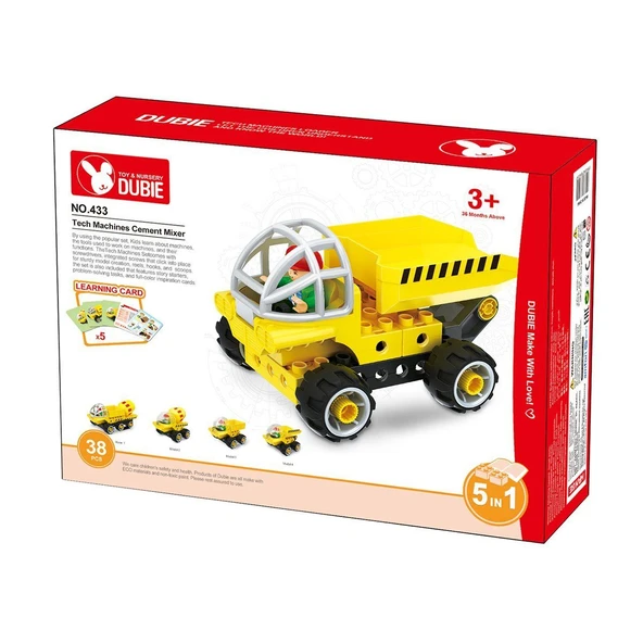 ZeycanHome 433 Dubie İnşaat Araçları 5in1 / 38 parça +5 Kart /+3 yaş Kız Erkek Çocuk Oyuncak Eğitici Oyuncaklar ürün görseli 1