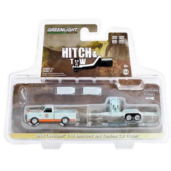 ZeycanHome Greenlight 1/64 1968 Chevrolet C-10 Shortbed and Tandem Car Kız Erkek Çocuk Oyuncak Eğitici Oyuncakl - Resim 2