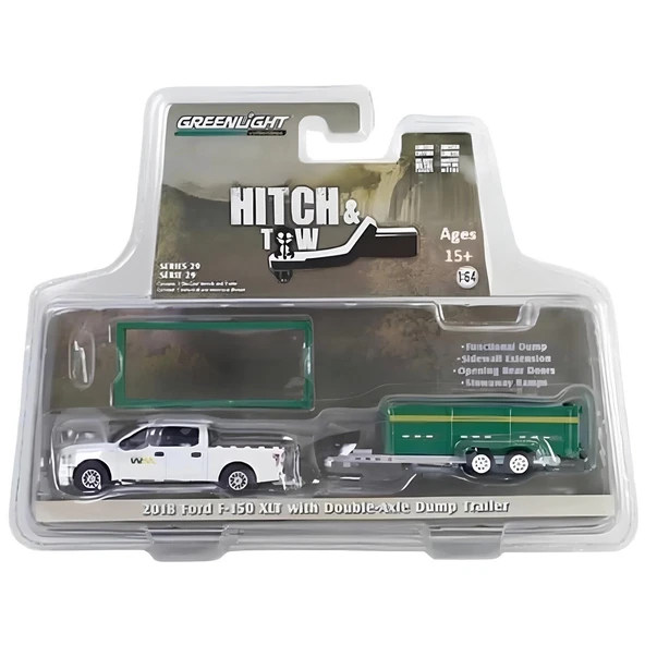 ZeycanHome Greenlight 1/64 2018 Ford F-150 XLT with Double-Axle Dump Kız Erkek Çocuk Oyuncak Eğitici Oyuncaklar - Resim 2
