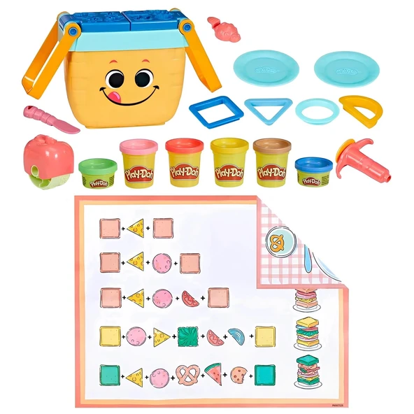 ZeycanHome Play-Doh Piknik Şekilleri Başlangıç Seti Kız Erkek Çocuk Oyuncak Eğitici Oyuncaklar ürün görseli 1