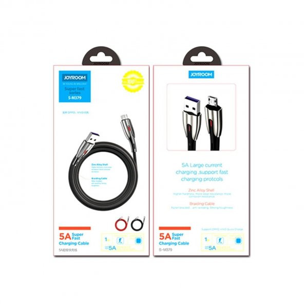 Joyroom S-M379 5.0A Mikro Süper Hızlı Örgülü Şarj Kablosu Kırmızı - 8
