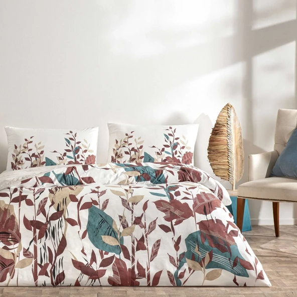 Taç Daisy Ranforce Çift Kişilik Nevresim Takımı Ekru ürün görseli 1