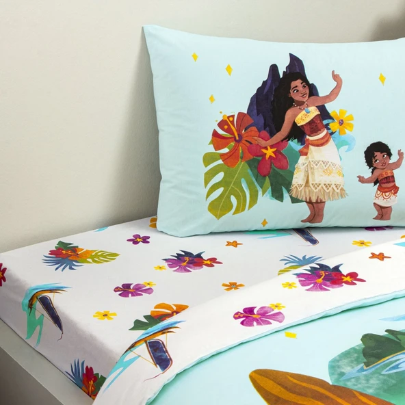 Taç Lisanslı Disney Moana Tek Kişilik Pamuk Nevresim Takımı - 2