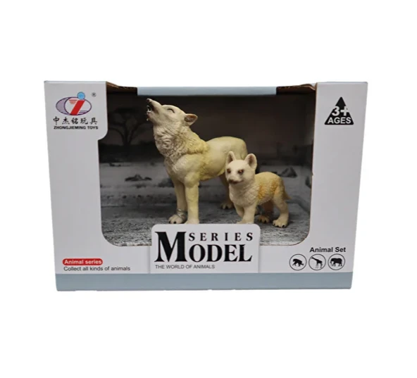ZeycanHome Kutulu Model Uluyan Kurt ve Yavrusu Kız Erkek Çocuk Oyuncak Eğitici Oyuncaklar ürün görseli 1