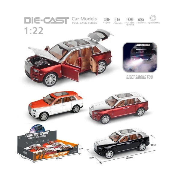 ZeycanHome HCL-806PA Çek Bırak 1:22 Sesli Ve Işıklı Buharlı RR-Lüx Metal Jeep -1adet fiyatıdır Kız Erkek Çocuk ürün görseli