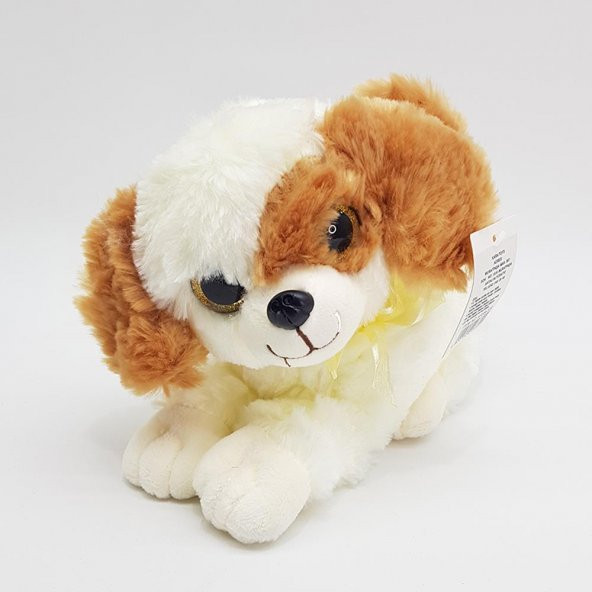 Peluş Sesli Yatan Köpek - Krem Kahverengi - 2