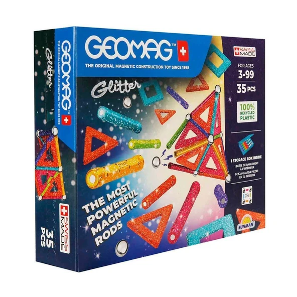 ZeycanHome 0535 Geomag Glitter Manyetik Zeka Oyunu 35 Parça Kız Erkek Çocuk Oyuncak Eğitici Oyuncaklar ürün görseli 1