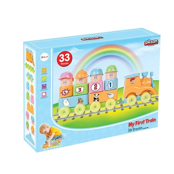ZeycanHome 03 228 Pilsan İlk Trenim 33 Parça Kız Erkek Çocuk Oyuncak Eğitici Oyuncaklar ürün görseli 1