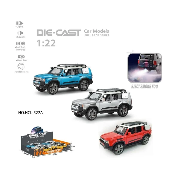 ZeycanHome HCL-522A Çek Bırak 1:22 Sesli Ve Işıklı Buharlı Off-Road Metal Jeep Kız Erkek Çocuk Oyuncak Eğitici ürün görseli 1