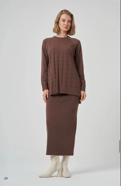 Nuss 1350 Kazayağı Merserize Etekli Takım kahve ürün görseli 1