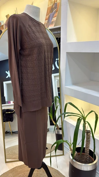 Nuss 1350 Kazayağı Merserize Etekli Takım kahve - Resim 3