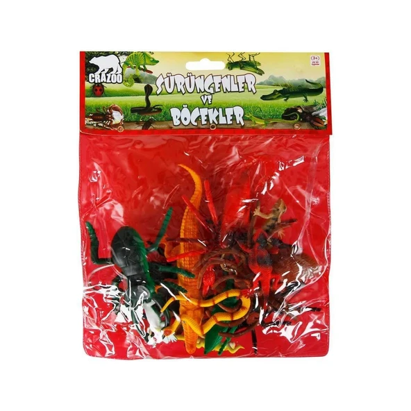 ZeycanHome 0716 Sürüngenler ve Böcekler Poşetli Hayvan Oyun Seti 13'lü Kız Erkek Çocuk Oyuncak Eğitici Oyuncakl ürün görseli 1